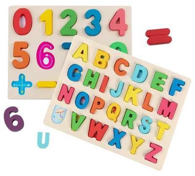 Produktbild von Omgoods – Holz-Alphabet- und Zahlenpuzzle für Kleinkinder