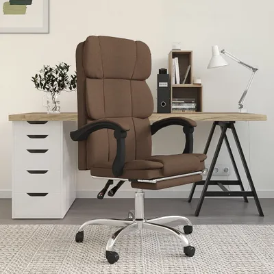 Immagine prodotto di The Living Store Sedia da ufficio con funzione reclinabile in tessuto marrone