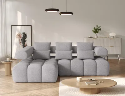 Produktbild von Krudox LEV Ecksofa L-Form 260x102x184 cm - Grau Schlafsofa mit Bettkasten - Sofa mit Schlaffunktion 110x187 cm - Links - Stoff: Paolli 04