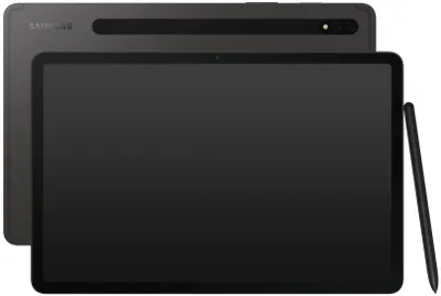 A Samsung tablet and stylus are shown in a studio shot.