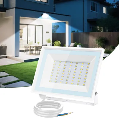 Zdjęcie produktu dla Reflektor LED Aigostar do użytku zewnętrznego, 50W, 4300lm, bardzo jasny, wodoszczelny (IP65), barwa światła: 6500K (biały zimny), idealny do oświetlenia ogrodu, podwórza, garażu, hotelu
