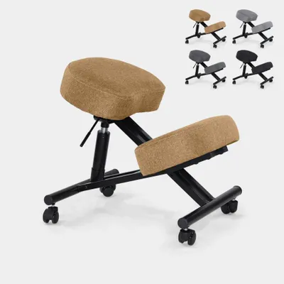 Produktbild von Ergonomischer Kniestuhl Bürohocker Metall und Stoff Balancesteel Lux - Beige