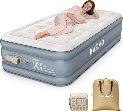 Imagen del producto de Colchón inflable autohinchable, cama de aire para 1 persona, cama de invitados con bomba eléctrica integrada, colchón inflable con almohada, colchón de aire de 195x99x40 cm para invitados en casa y para acampar