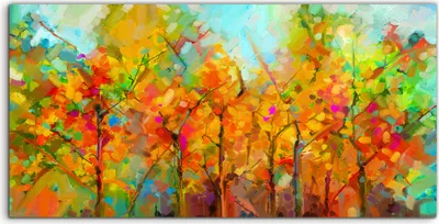 Produktbild von Coloray Acrylbild 100x50  Wandbild Acrylbilder Foto Bild groß Bäume bunte malen