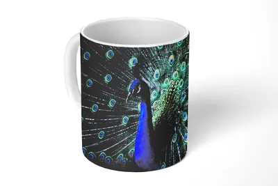 Obrázek produktu pro MuchoWow® Šálek na kávu Šálek na kávu Hrnek na kávu 350 ml Peacock - Peří - BarvyŠálek na čaj - Foto hrnek