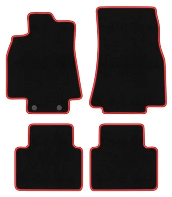 Produktbild von Velours-Fußmatten für Mercedes B- Klasa W245 2005-2011 (Schrägheck) – 4-tlg, Schwarz/Rot, passgenau – Wielganizator CARLUX