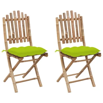 Image de vidaXL Chaises de jardin pliantes 2 pcs. avec coussins bambou