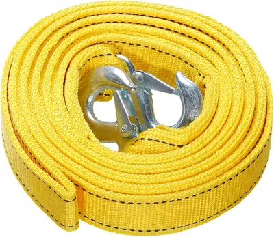 Produktbild von Heavy Duty Abschleppgurt mit Sicherheitshaken, Polyester Abschleppseil, Zugseil, Gelb 4 Meter, 5 Tonnen