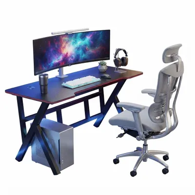 Obrázek produktu pro Velký moderní černý počítačový stůl pro hráče, 120 cm