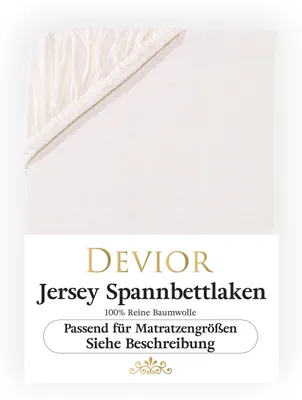 Produktbild von Devior Jersey Spannbettlaken 180x200 - 200x220 natur Bettlaken 100% Baumwolle für Boxspringbett und Wasserbett