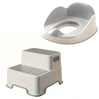 A potty training seat and a two-step stool are shown against a white background.