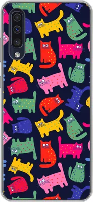 Produktbild von MuchoWow® Handyhülle Schutzhülle Hülle für Telefoonhoesje Samsung Galaxy A50 Muster - Katze - Regenbogen - Rosa - Mädchen - Kinder - Kind Silikon Softcase Handy Hülle - Mobiltelefonhülle