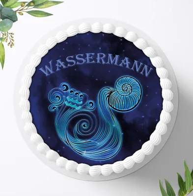 Produktbild von Für die Geburtstags Torte ein Tortenaufleger, Zuckerbild mit dem Motiv: Wassermann, Essbares Foto für Torten, Fondant, Ø 20cm, 3602