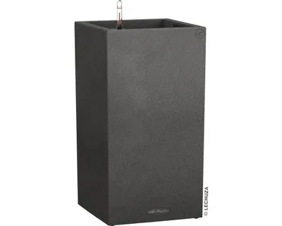 Immagine prodotto di Fioriera LECHUZA CANTO Stone 40 High Nero grafite | Fioriera con irrigazione e inserto per piante | Aspetto pietra naturale | 40 x 40 x 76 cm | 13622