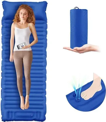 Produktbild von Famanu Ultralight Schlafkissen mit integriertem Kissen und Fußpumpe - Blau
