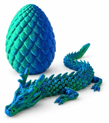 Produktbild von Raptor Beweglicher 3D Drache mit Drachenei 13 cm Blau-Grün