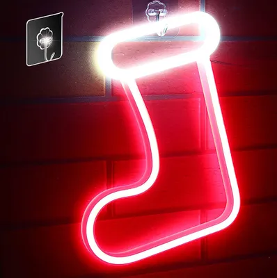 Obrázek produktu pro USB baterie ovládané vánoční boty LED neonové nástěnné světlo, neonový nápis noční světla neonový nápis neonové světlo neonový nápis pro párty bar herní pokoj ložnice stěna Vánoční dekorace, děti narozeniny