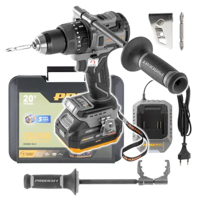 Productafbeelding van Procraft Industrial CD20B-1b accu-slagboormachine 20 V 150 Nm borstelloos + 1x accu 4,0 Ah + oplader + koffer