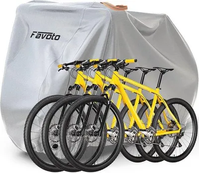 Produktbild von Famanu Fahrradhülle für 2-3 Fahrräder - Wasserdicht, 210T Oxford-Gewebe, mit Tasche, 200 x 105 x 110 cm