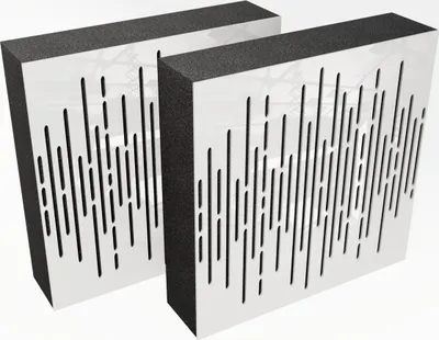 Obrázek produktu pro balení 2 kusů - AbFuser - akustický panel s tlumením zvuku | 50 x 50 cm | barva: (bílý lesklý plast, VELAR (150 mm))