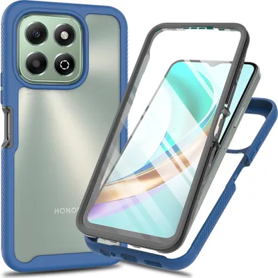 Immagine prodotto di Custodia per Honor X6B, paraurti con protezione dello schermo incorporata Custodia protettiva a 360° blu reale