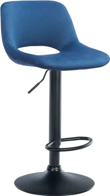 Produktbild von DELUKE® Barhocker JAKSON - Blau, Samt, Schwarz | Barhocker mit Lehne Barstuhl Tresenhocker Tresenstuhl Kneipenhocker Kneipenstuhl