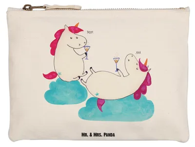 Produktbild von Mr. & Mrs. Panda Mäppchen Einhorn Sekt Grösse XL Große - Weiß - Geschenk, Einhörner, pencil case, Beste, Schminktasche, Kulturtasche, Party, BFF, Unicorn, Federtasche