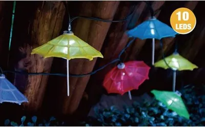 Image de Guirlande lumineuse solaire à LED Parapluie de cocktail multicolore Éclairage de fête Lumière décorative Décoration de jardin