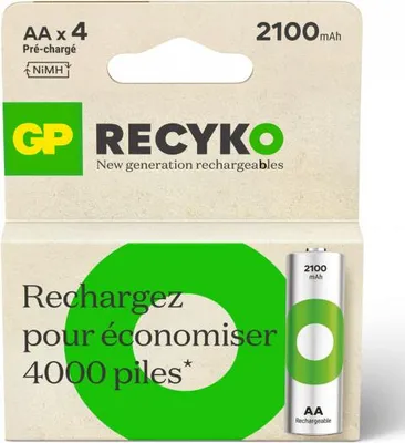 Produktbild von Gp Recyko wiederaufladbare Batterien AA/LR06 2100 mAh Packung zu 4 - Gp