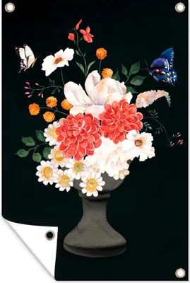 Produktbild von MuchoWow® 40x60 cm Outdoor-Poster Gartendeko Sichtschutz Garten Poster für den Garten  Stillleben - Blumen - Aquarell