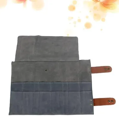Produktbild von Friseurtasche aus Leder mit 12 Fächern für Friseure und Stylisten, rollbare Scherentasche zur platzsparenden Aufbewahrung von Werkzeugen