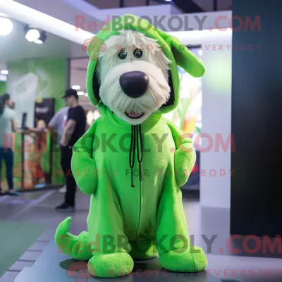 Produktbild von Hellgrünes REDBROKOLY Hundemaskottchenkostüm mit Kapuzenpullover und Halsketten