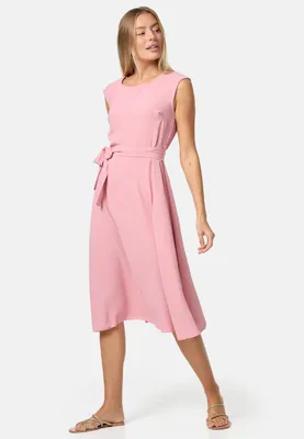 Produktbild von Rayshyne Feminines Damen Sommer Minikleid in A -Linie mit Gürtel ohne Ärmel Rosa Einheitsgröße 34 - 38