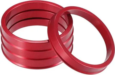 Image de Centrage de roue, 72,6 mm à 64,1 mm, lot de 4 pièces, alliage d'aluminium rouge