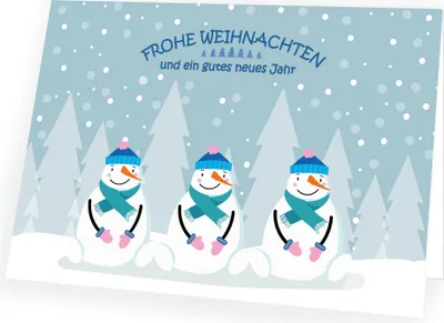 Produktbild von Weihnachtskarte Schneemänner mit passendem Umschlag 10x Karte 10x Umschlag