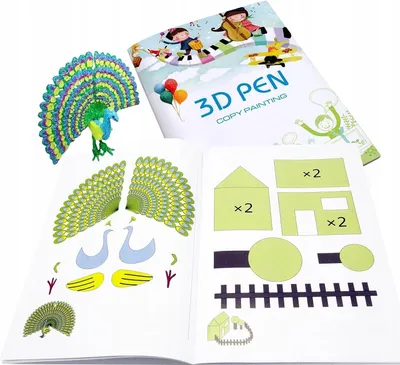 Produktbild von KRUMAD 3D Stift Vorlagenbuch A4 – 40 Seiten mit 3D Schablonen & PVC-Folie – Kreatives Zubehör für Kinder & Anfänger – Bastelbuch für 3D Druckstift