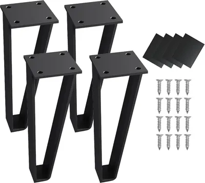 Produktbild von Tischbeine 4er Set Haarnadelbeine 8''/20cm Metall Schwarz mit Bodenschonern und Schrauben, DIY Möbelfüße für Esstisch, Schreibtisch, Couchtisch und Kommode