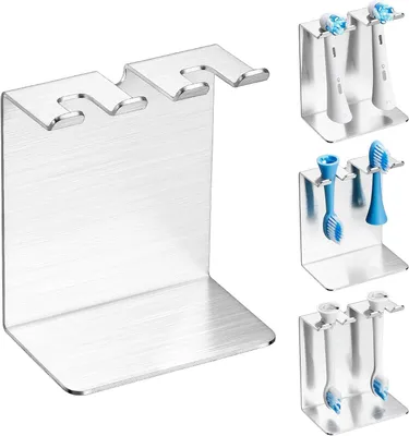 Produktbild von Zahnbürstenkopf Halter SUS304 Edelstahl Zahnbürstenhalter Wand Zahnbürstenhalter Elektrische Zahnbürste Selbstklebend oder Freistehend Aufsteckbürsten Halter Halterung Elektrische Zahnbürste