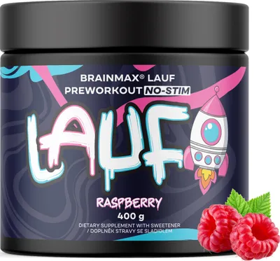 Zdjęcie produktu dla BrainMax LAUF® Przedtreningówka bez kofeiny, malina, 400 g