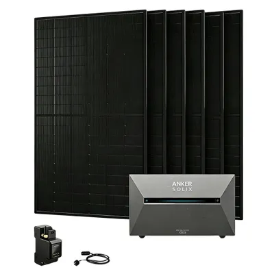 Produktbild von Powerness® Balkonkraftwerk mit Speicher, Anker SOLIX Solarbank 3 E2700 Pro Speicher mit 6x 500W Bifaziale Solarmodule (3000W) & Anker Smart Meter