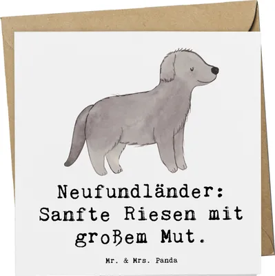 Produktbild von Mr. & Mrs. Panda Klappkarte Neufundländer Liebe - Weiß - Geschenk, doppelkarte, Hunderassen, anlasskarte, Grußkarte, Beschreibung, Eigenschaften, Glückwunschkarte, Pflege