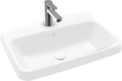 Produktbild von Villeroy & Boch Architectura Inbouwwastafel Rechthoek Zonder Overloop Met Kraangat 60x45x17 cm Alpin Wit