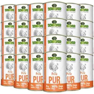 Produktbild von 24 x 410 g Schecker Nassfutter - getreidefrei - glutenfrei - zu 100 % Pute in bester Qualität