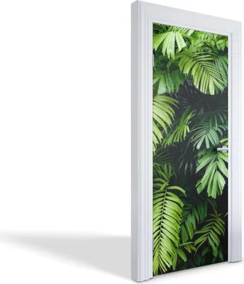 Produktbild von Türdeko Aufkleber Selbstklebende Wandsticker Personalisiert - Grüne Blätter - 85 x 205 cm