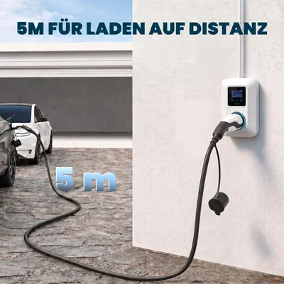 Produktbild von HOMCOM Typ 2 EV Ladekabel, 11 kW, 16 A, Mode 3, 3-Phasen, 5 m Schnellladekabel