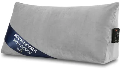 Produktbild von Keilkissen Rückenkissen Lesekissen für Bett Sofa & Couch Grau Velvet 140 cm