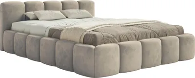 Produktbild von Selsey Cloudy Low - Polsterbett 200x200 cm, wasserabweisender Samt, Graubeige