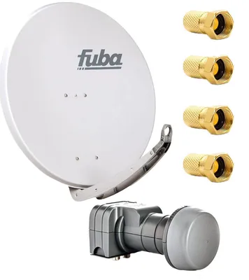 Produktbild von Fuba DAA 850 G Antenne 85 cm Alu Grau + DEK 217 Twin LNB HD + 4x F-Stecker