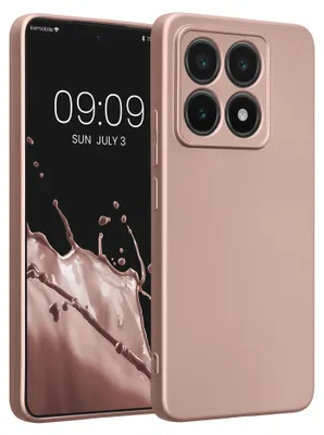 Produktbild von kwmobile Handyhülle für Xiaomi 14T Hülle - weiche Silikon Case metallisch schimmernd - Schutzhülle Cover - Metallic Rosegold