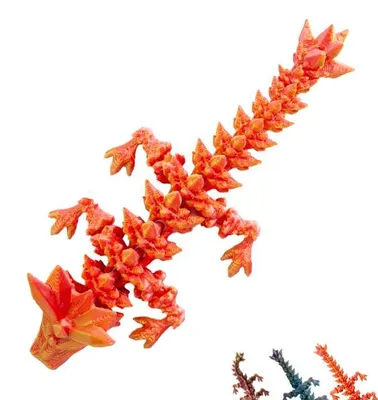 Image de Dragon 3D – 10 cm | Figurine Fantasy de Collection et Décoration – Rouge-doré